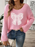 'Freya' Bow Long Sleeve Sweater - Celes Fashion